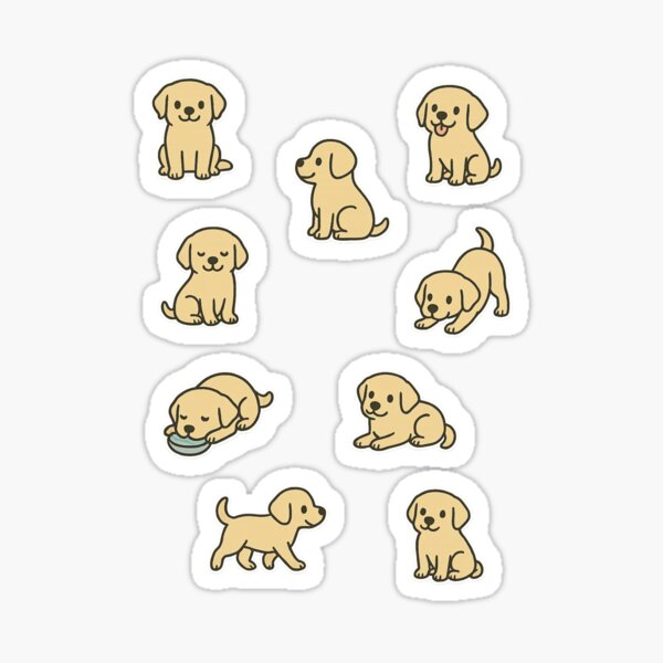 Item preview, Cute Golden Labrador Sticker Sheet  designed and sold by Olivia's Doodle Den.