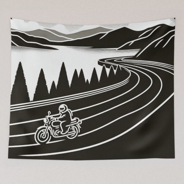 Item preview, Biker’s Journey Through Samosir – Vintage 80s Vector Art | Perfect for Touring Fans & Cityscape Apparel Designs designed and sold by knalpot-design.