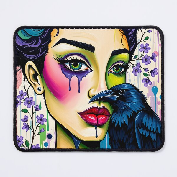 Item preview, Whispers of the Raven – Surreal Floral Muse designed and sold by EmeraldeaArt.