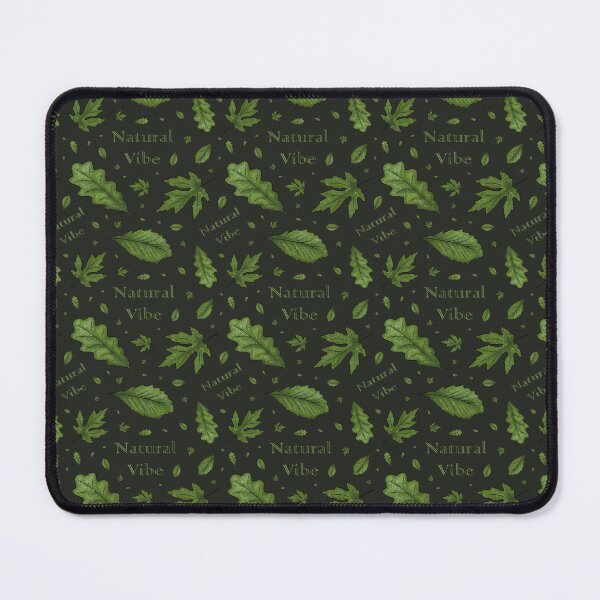 Item preview, Pattern with the inscription "Natural Vibe" and falling green leaves designed and sold by Cherevan.