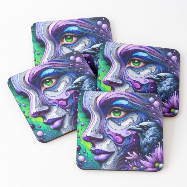 Item preview, Midnight Muse – Purple Woman with Raven designed and sold by EmeraldeaArt.