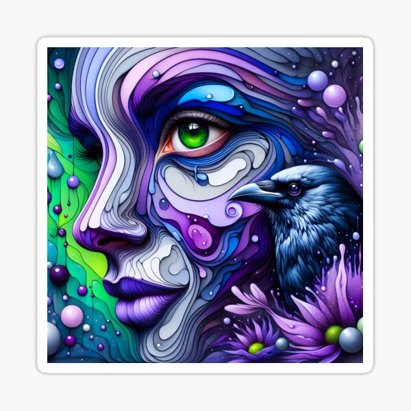 Item preview, Midnight Muse – Purple Woman with Raven designed and sold by EmeraldeaArt.