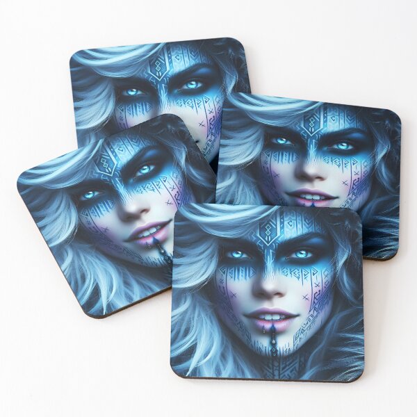 Item preview, Arctic Soul – Nordic Tribal Portrait of a White-Haired Warrior designed and sold by EmeraldeaArt.