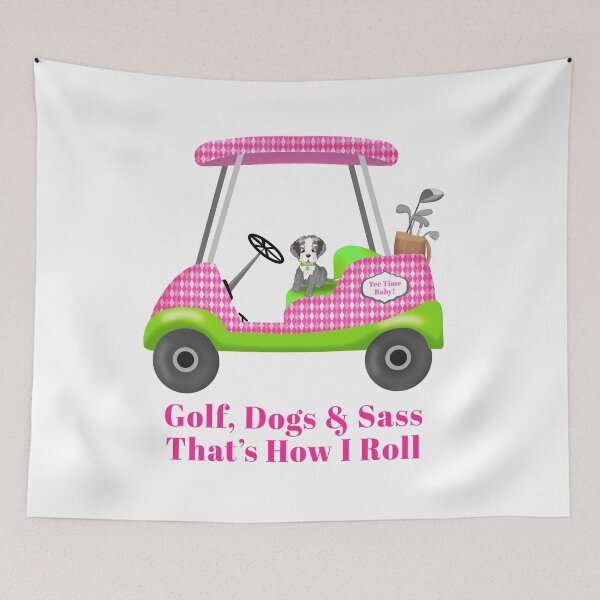 Item preview, Schnauzer Sitting In Pink Golf Cart  designed and sold by daphsam.