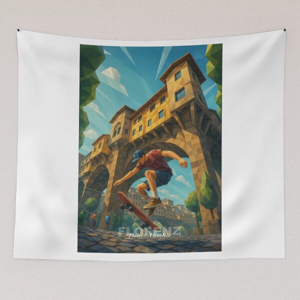 Item preview, Florence PONTE VECCHIO – The Bridge of History (Pop Art Travel Poster and Greeting Card) designed and sold by Earth Celebration Designs.