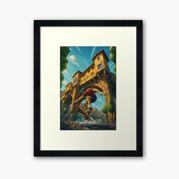 Item preview, Florence PONTE VECCHIO – The Bridge of History (Pop Art Travel Poster and Greeting Card) designed and sold by Polygonist.