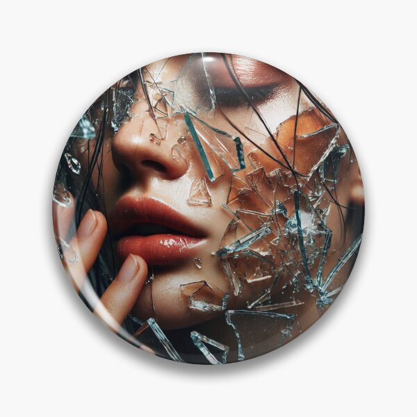 Item preview, Shattered Reflections – Woman's Face Behind Broken Glass designed and sold by EmeraldeaArt.
