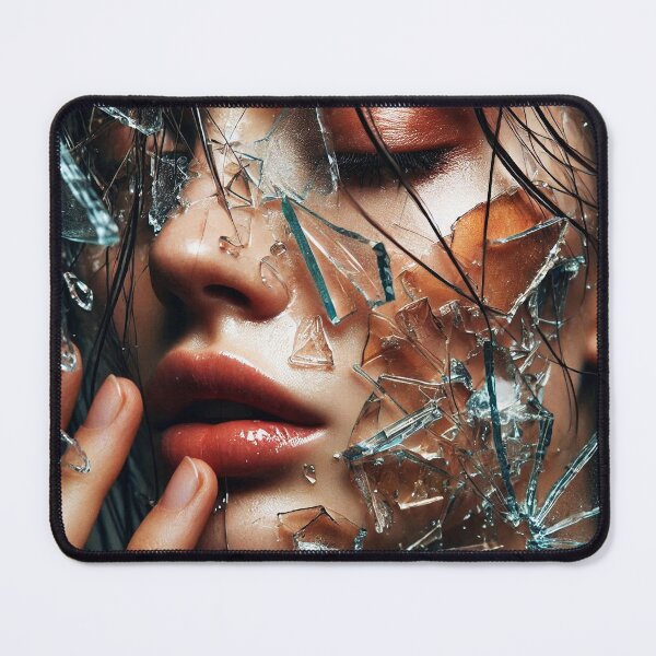 Item preview, Shattered Reflections – Woman's Face Behind Broken Glass designed and sold by EmeraldeaArt.