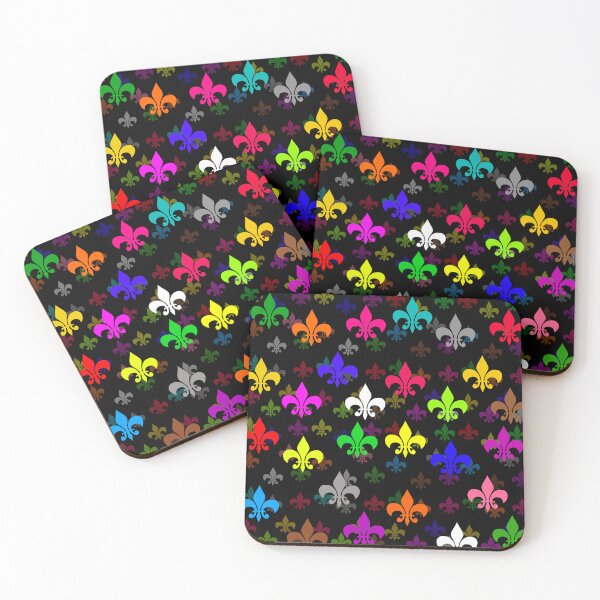 Item preview, Colorful Fleur-de-lis Pattern Design - Black  designed and sold by PatternTitan.