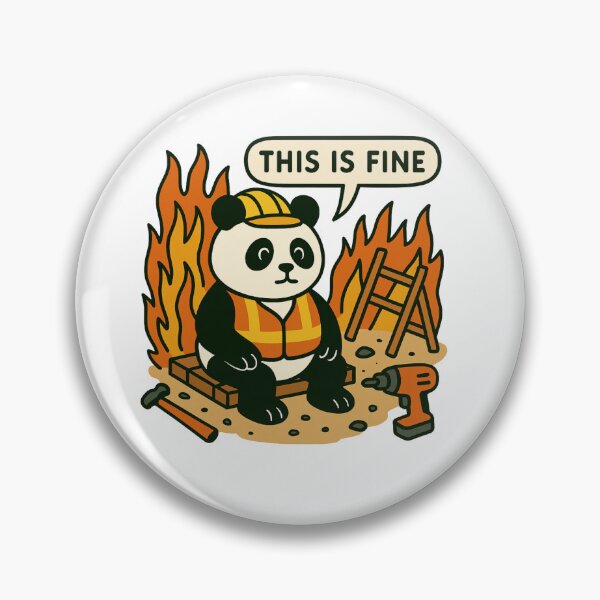 Item preview, This is Fine Meme - Funny Chaos on Site - Panda Construction Worker  designed and sold by houseoftrades.