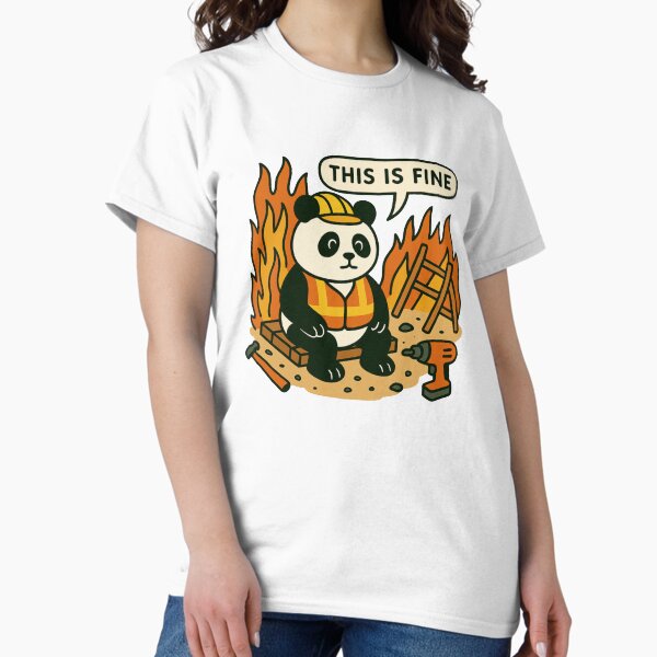 Item preview, This is Fine Meme - Lustiges Chaos auf der Baustelle - Panda-Bauarbeiter designed and sold by houseoftrades.