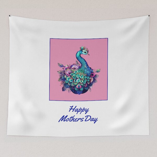 Item preview, HAPPY MOTHERS DAY CARD, BLUE PEACOCK, PINK designed and sold by AASparksDesigns.