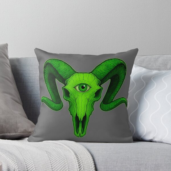 Item preview, Evil Third Eye Green Sabbatic Goat Skull designed and sold by hauntedtees.