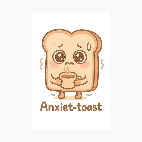 Item preview, Anxiet-Toast Cute Kawaii Nervous Bread Character Design designed and sold by Rushurban.