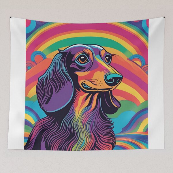 Item preview, Psychedelic Long Haired Dachshund designed and sold by ScousaDesign.