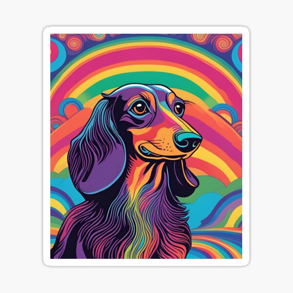 Item preview, Psychedelic Long Haired Dachshund designed and sold by ScousaDesign.