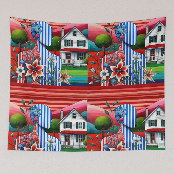 Item preview, Surreal Home Within: Striped Man-House Fusion designed and sold by EmeraldeaArt.