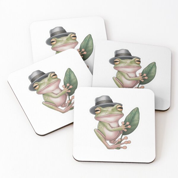 Item preview,  Funny Green TreeFrog With Hat On Leaf designed and sold by Tomci0.