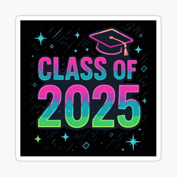 Item preview, Class of 2025 Neon Sticker – Retro Graduation 2025 Vinyl Decal designed and sold by TheBlandBrand.