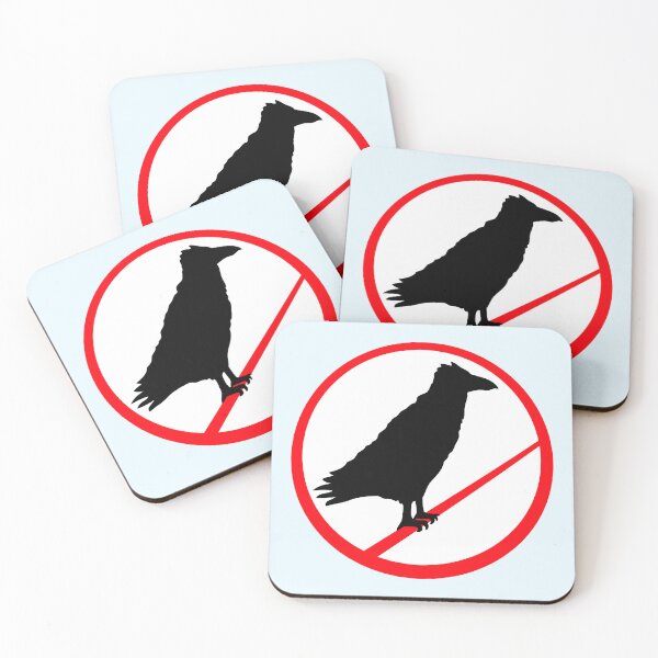 Item preview, Raven sit forbidden pole rope sign notice symbol designed and sold by shirt-o-mat.