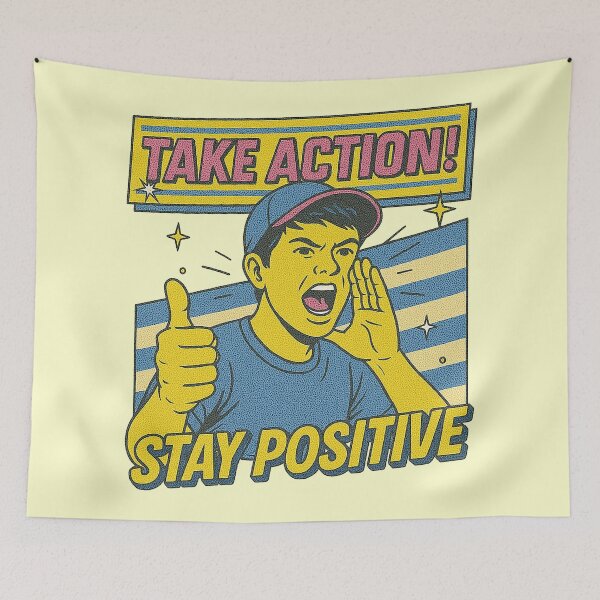 Item preview, Take Action Stay Positive - Retro Shout designed and sold by zzz888.