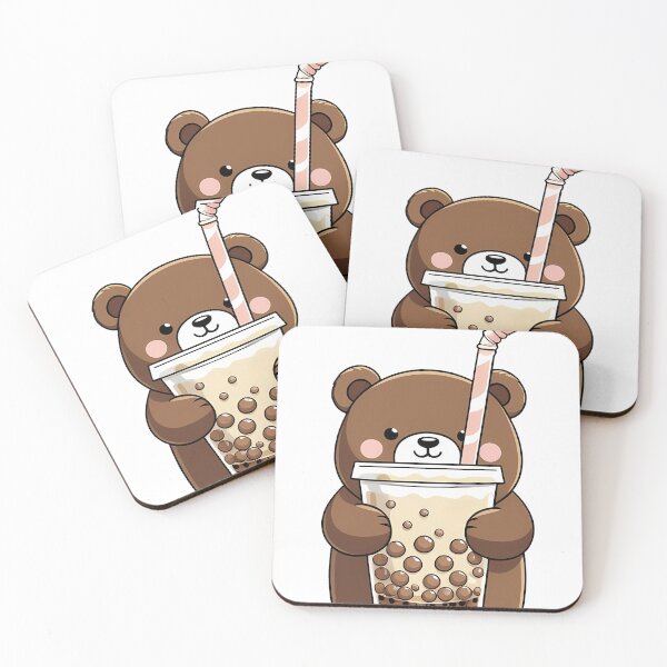 Item preview, Cute Round Bear Holding Oversized boba tea designed and sold by EnigmaVoid.
