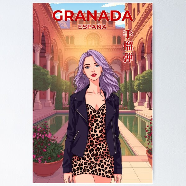 Item preview, Retro Anime Young Woman in Granada Spain 90s Aesthetic designed and sold by dCarolArt.