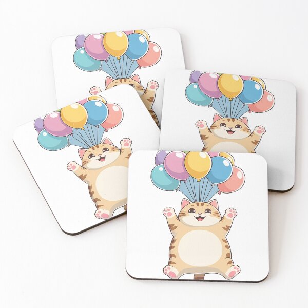 Item preview, Cubby Cat floating with balloons designed and sold by EnigmaVoid.