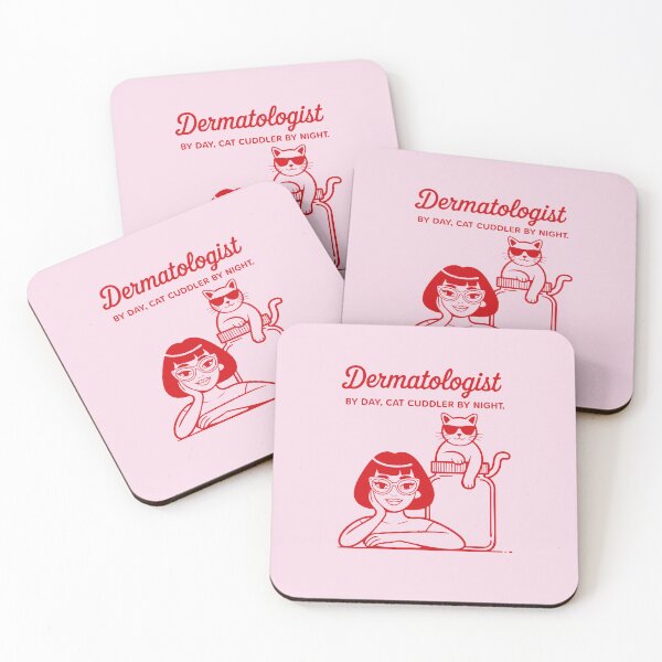 Item preview, Dermatologist by Day, Cat Cuddler by Night – Minimal Red Line Art Design designed and sold by GosiaArtGarden.