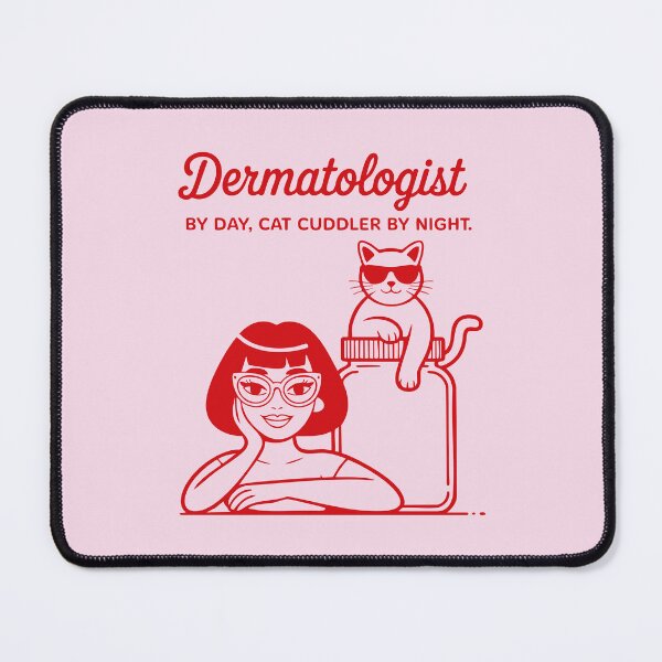Item preview, Dermatologist by Day, Cat Cuddler by Night – Minimal Red Line Art Design designed and sold by GosiaArtGarden.