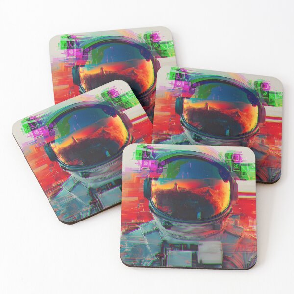 Item preview, Glitch Art Astronaut – Neon Space Explorer designed and sold by GL!TCH LAB.