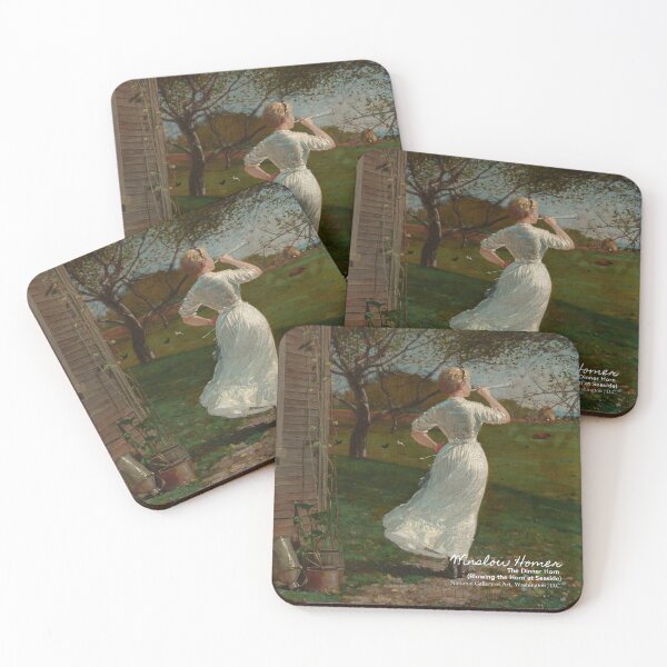 Item preview, The Dinner Horn (Blowing the Horn at Seaside) by Winslow Homer . National Gallery of Art . Art museum gifts, artsy journal, art stickers, art mugs and art tote bags designed and sold by WeareSublime.