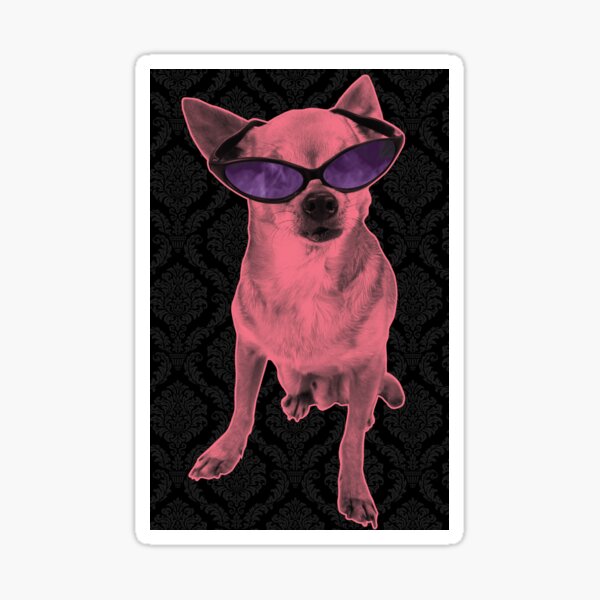 Item preview, cool pink chihuahua Dog Poster -decal designed and sold by PIXEL POP DESIGNS - Beyond the Norm!.