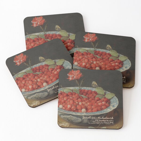 Item preview, Wild Strawberries and a Carnation in a Wan-Li Bowl, c. 1620 Artist: Jacob van Hulsdonck . National Gallery of Art . Art museum gifts, artsy journal, art stickers, art mugs and art tote bags designed and sold by WeareSublime.