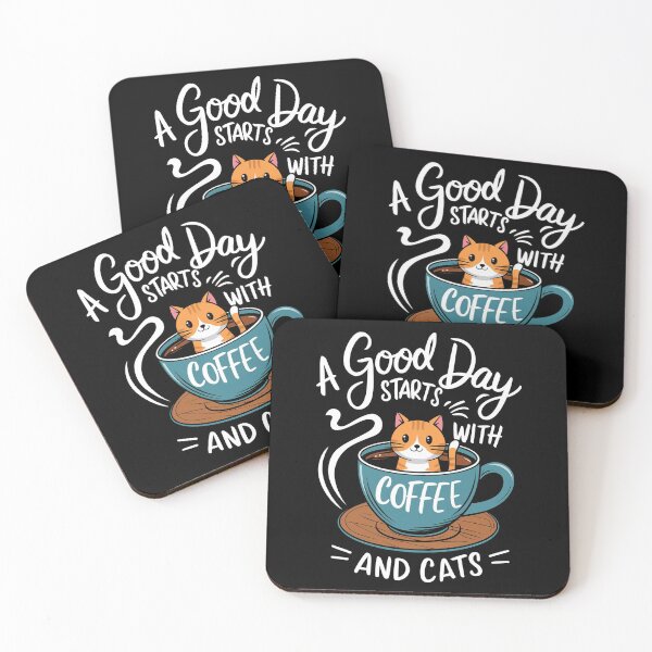 Item preview, A good day starts with coffee and cats designed and sold by ZAIKY DREAMS.