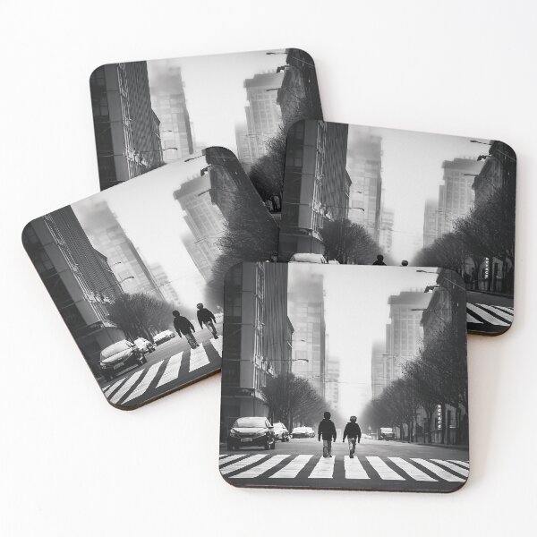 Item preview, Blurry Silhouettes of Friendship – Black and White Street Scene - dePace' designed and sold by mrpropcake.