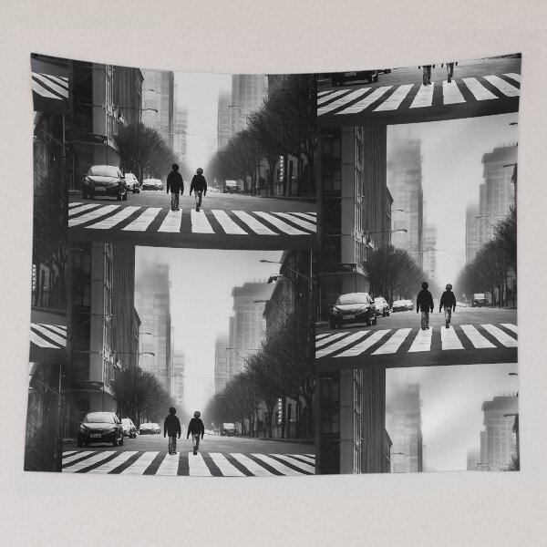 Item preview, Blurry Silhouettes of Friendship – Black and White Street Scene - dePace' designed and sold by mrpropcake.