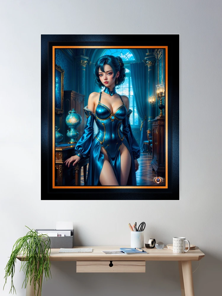 A Stunning Anime Baroque Style Portrait Of Cosima Vesna AI Concept Art by Xzendor7 2 A Stunning Anime Baroque Style Portrait Of Cosima Vesna Striking AI Concept Art by Xzendor7 Room Decor Poster Art Print