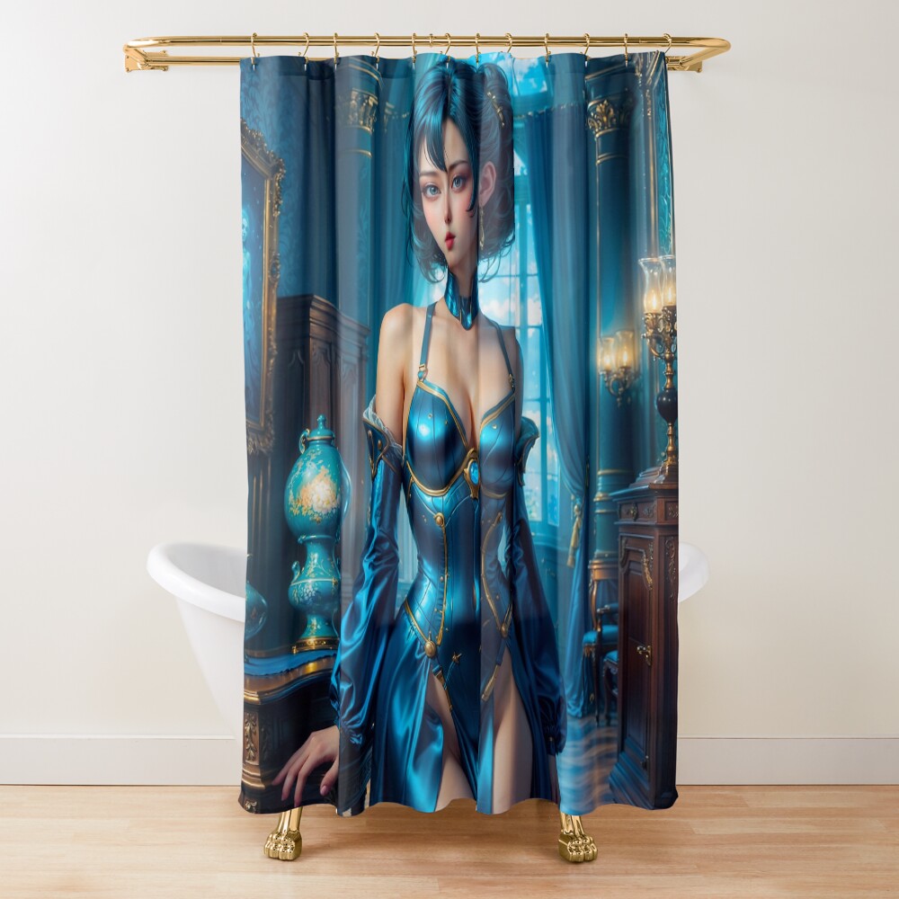 A Stunning Anime Baroque Style Portrait Of Cosima Vesna AI Concept Art by Xzendor7 3 A Stunning Anime Baroque Style Portrait Of Cosima Vesna Striking AI Concept Art by Xzendor7 Decorative Art Print Shower Curtain