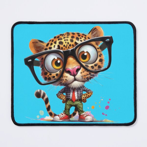 Item preview, Leopard Wearing Big Black Frame Glasses Cute Big Cat designed and sold by scooterbaby.
