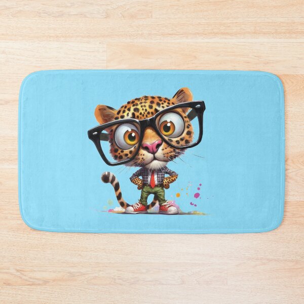 Item preview, Leopard Wearing Big Black Frame Glasses Cute Big Cat designed and sold by scooterbaby.