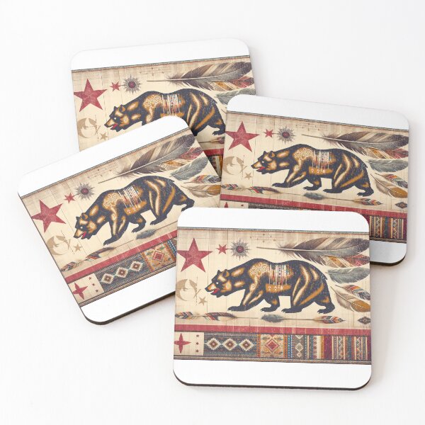 Item preview, Native American boho California flag designed and sold by Thehobbiehouse.