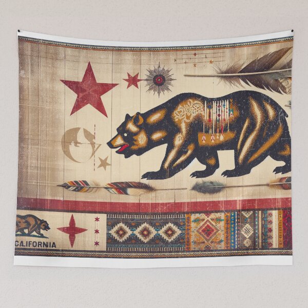Item preview, Native American boho California flag designed and sold by Thehobbiehouse.