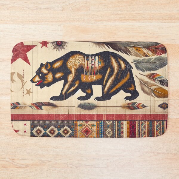 Item preview, Native American boho California flag designed and sold by Thehobbiehouse.