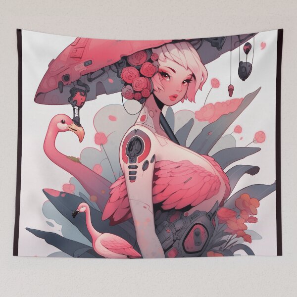 Item preview, Flamingo Shroom Mech Muse designed and sold by SporeandCanvas.
