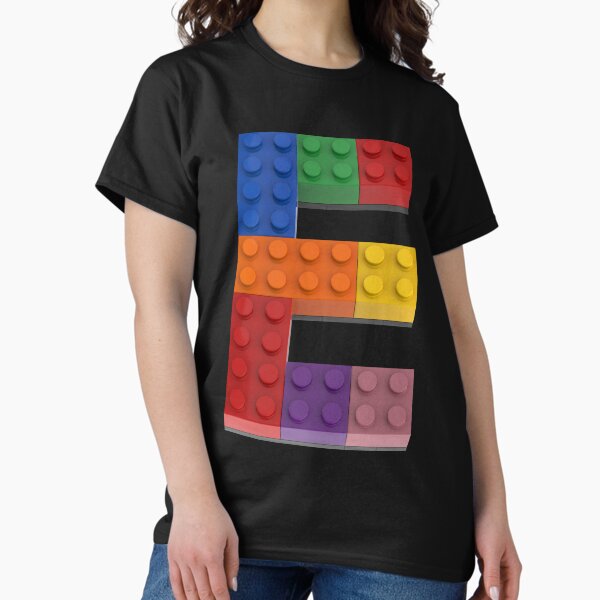Item preview, Letter E brick tee for all Master Builders designed and sold by Brickification.