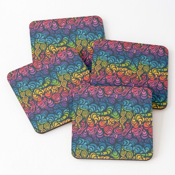 Item preview, Multicoloured Abstract Swirls and Curls - Rainbow Pattern Print - retro funky designed and sold by Vision-Tees.