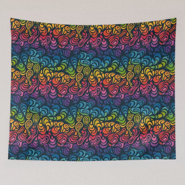 Item preview, Multicoloured Abstract Swirls and Curls - Rainbow Pattern Print - retro funky designed and sold by Vision-Tees.