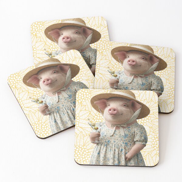 Item preview, Martini time- Country cottagecore pig designed and sold by Jessica Brauer Design's.