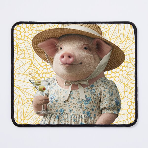 Item preview, Martini time- Country cottagecore pig designed and sold by Jessica Brauer Design's.